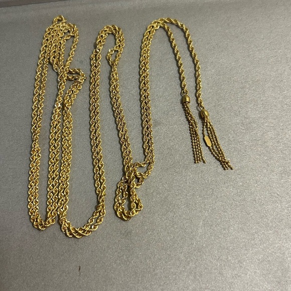 MILOR ITALY 14K YELLOW GOLD ROPE TASSEL tie extra long chain NECKLACE not scrap - Picture 4 of 16